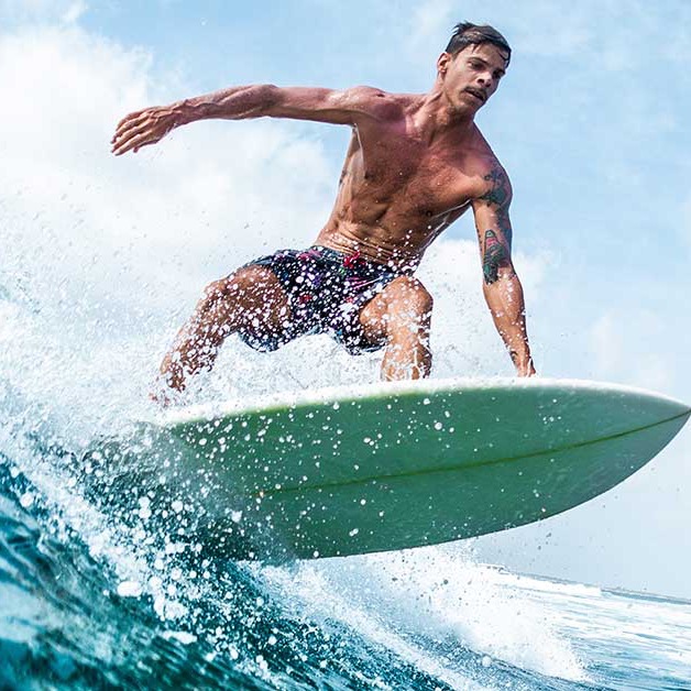 Surfer riding a wave